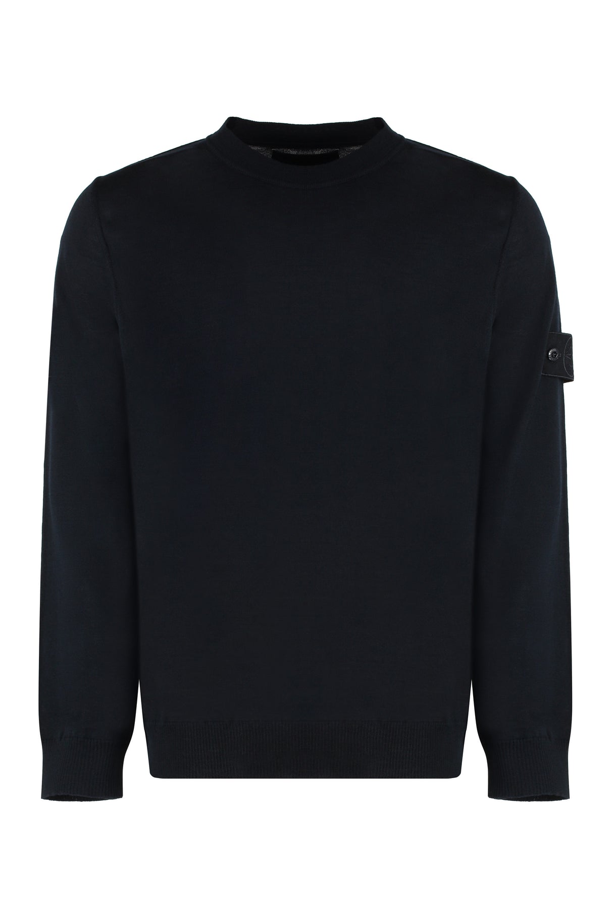 STONE ISLAND Men's Virgin Wool Crew-Neck Sweater with Removable Logo Patch