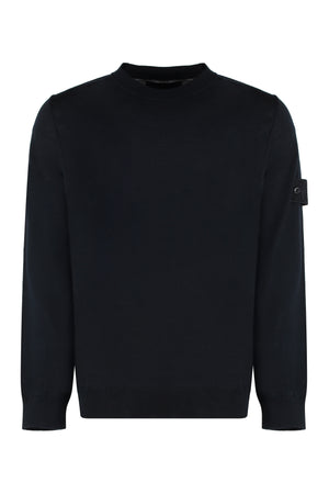 STONE ISLAND Men's Virgin Wool Crew-Neck Sweater with Removable Logo Patch