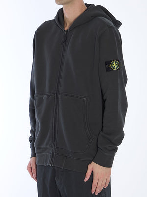 STONE ISLAND Men's Zip-Up Hoodie with Compass Patch - Regular Fit