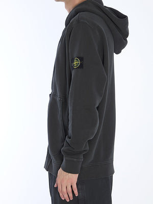 STONE ISLAND Men's Zip-Up Hoodie with Compass Patch - Regular Fit