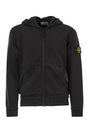 STONE ISLAND Men's Full Zip Organic Cotton Hoodie with Badge