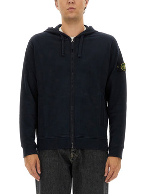 STONE ISLAND Men's Logo Cotton Hoodie - Cloud White