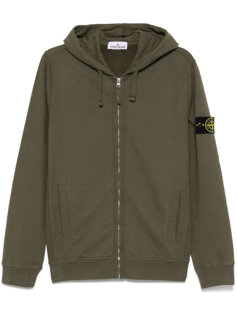 STONE ISLAND Men's Logo Cotton Hoodie - Cloud White