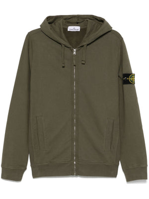 STONE ISLAND Men's Logo Cotton Hoodie - Cloud White