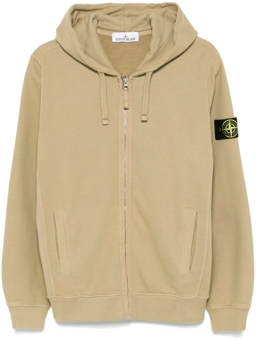 STONE ISLAND Men's Logo Cotton Hoodie - Cloud White