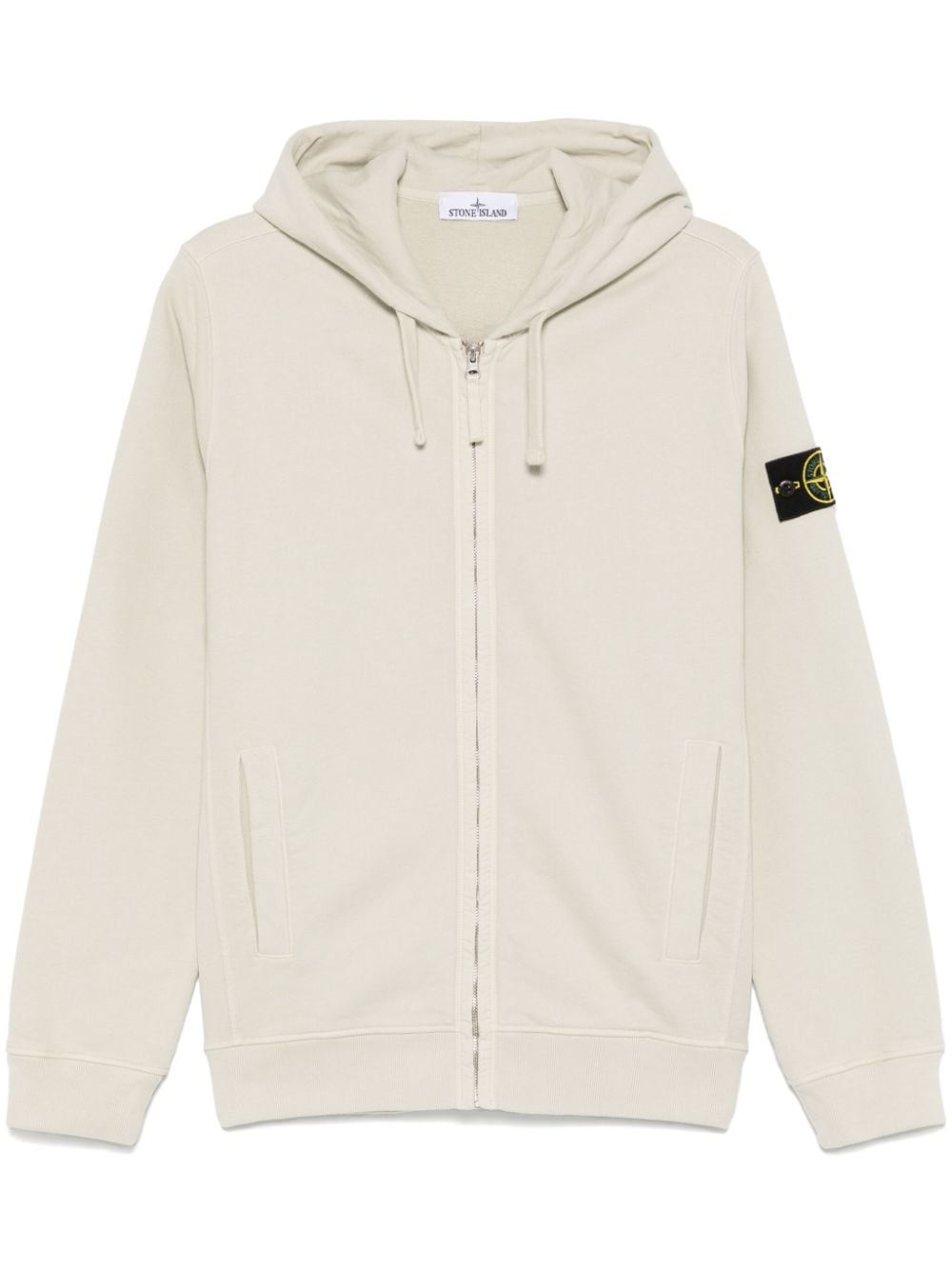 STONE ISLAND Men's Logo Cotton Hoodie - Cloud White