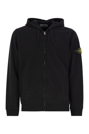 STONE ISLAND Men's Cotton Hoodie with Iconic Sleeve Logo