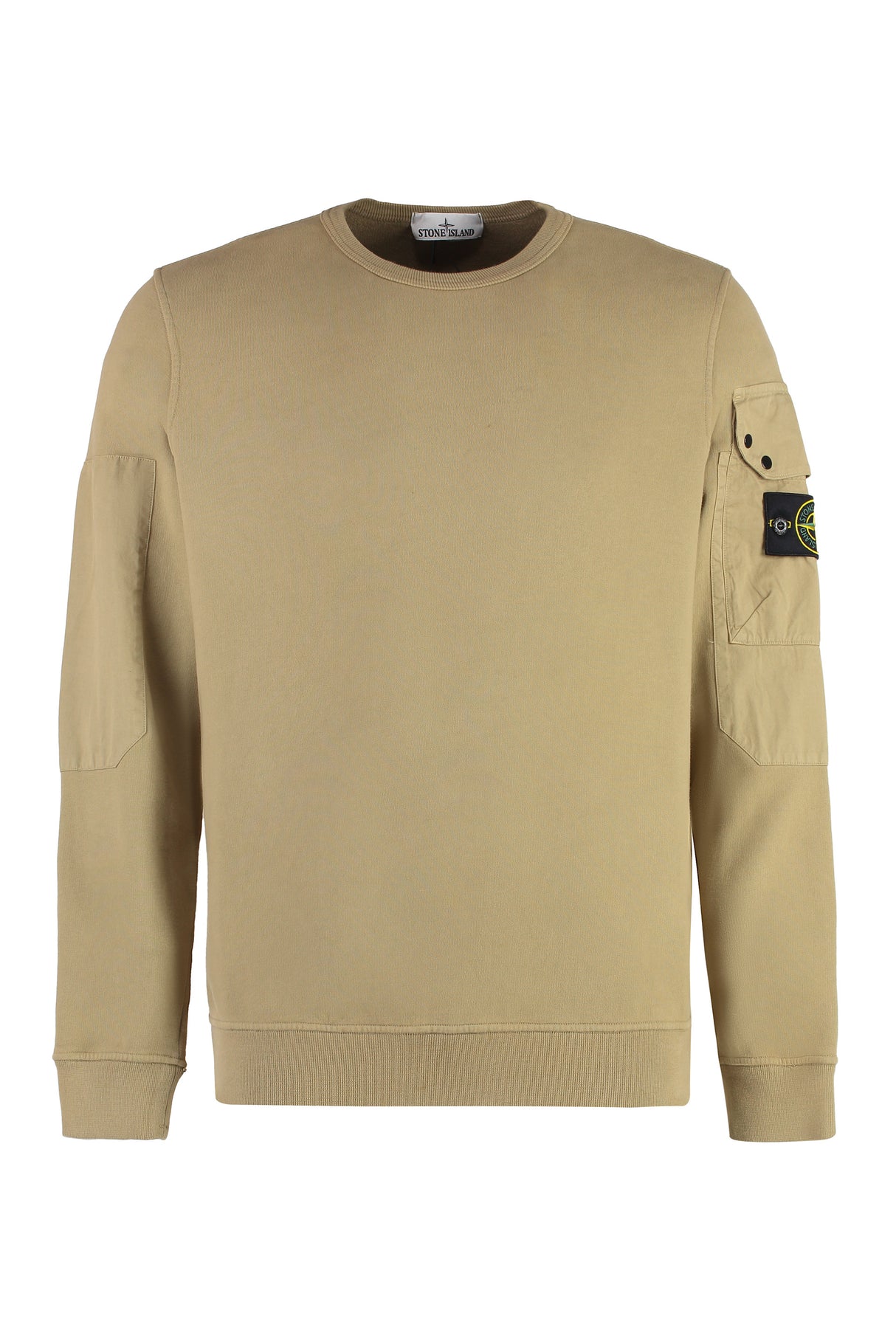 STONE ISLAND Cotton Logo Sweatshirt with Sleeve Pocket