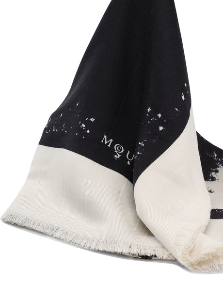 ALEXANDER MCQUEEN Frayed-Edge Logo Printed Scarf