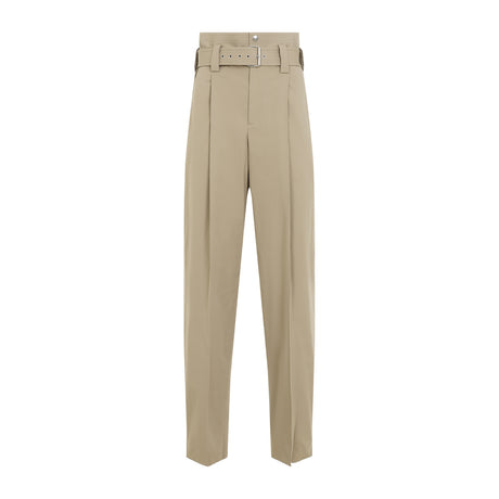 BOTTEGA VENETA Cotton Gabardine Trousers with Coordinated Waist Belt