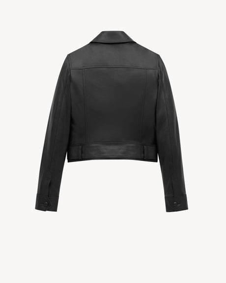 SAINT LAURENT Women's Leather Cropped Jacket - Size FR 38