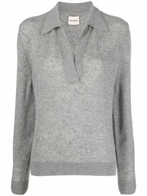 KHAITE Luxurious Pale Grey Cashmere Pullover