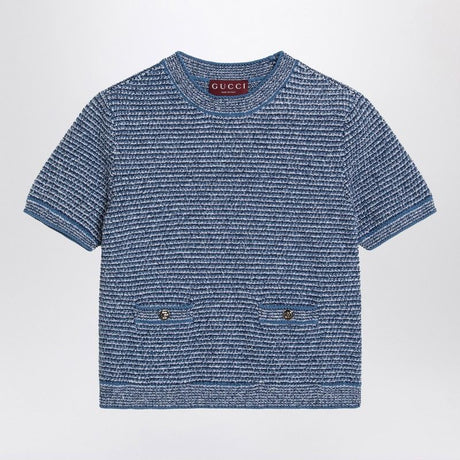 GUCCI Cotton-Blend Crew Neck Sweater with Button Detail