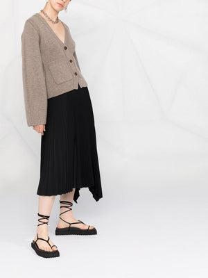 Áo Cardigan Cao Cấp Bằng Len Cashmere Màu Kem