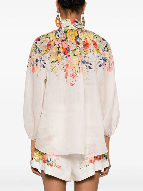 قميص لينن بطبعات زهور خفيف الوزن للنساء - مجموعة SS24