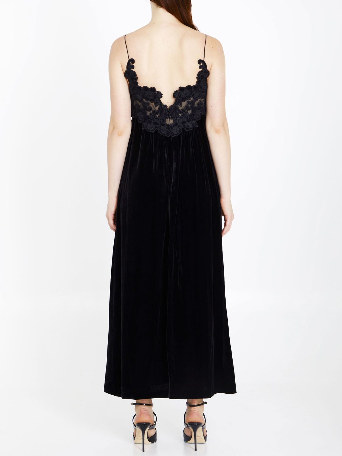 Sensory Velvet Slip Dress with Embroidered Bodice