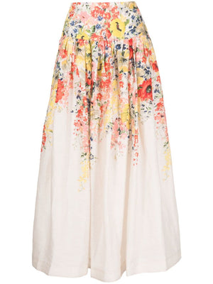 Váy Linen Họa Tiết Hoa Thêu cho Nữ Màu Kem - Kiểu Dáng Dài Vừa Phù Hợp Mùa Xuân Hè 24