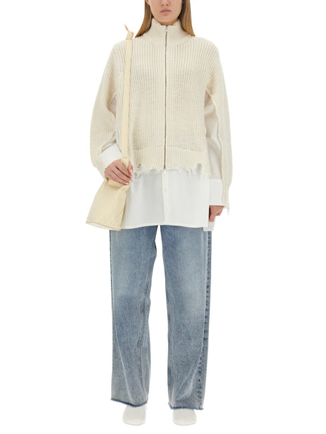 MM6 MAISON MARGIELA Oversized Ribbed Cardigan with Zipper - Size S