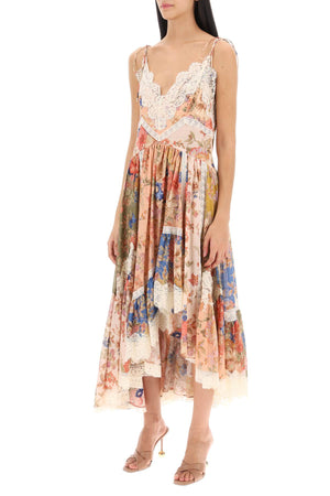 ZIMMERMANN Floral Asymmetric Dress with Lace Trims for Women