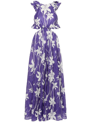 ZIMMERMANN ACADIAN MAXI DRESS BLUE WHITE FLOWERS