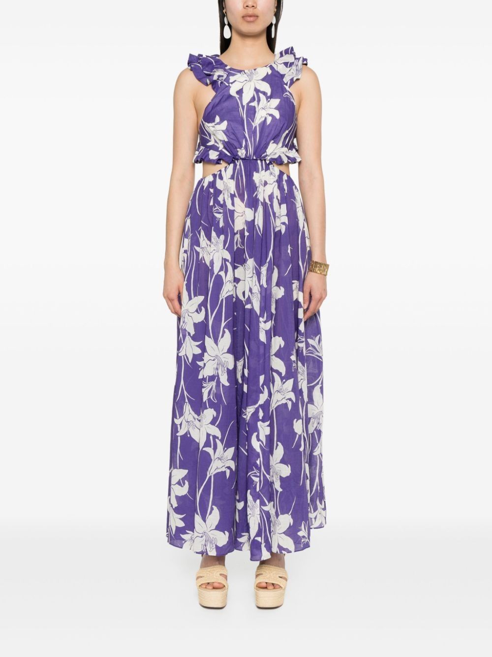 ZIMMERMANN ACADIAN MAXI DRESS BLUE WHITE FLOWERS