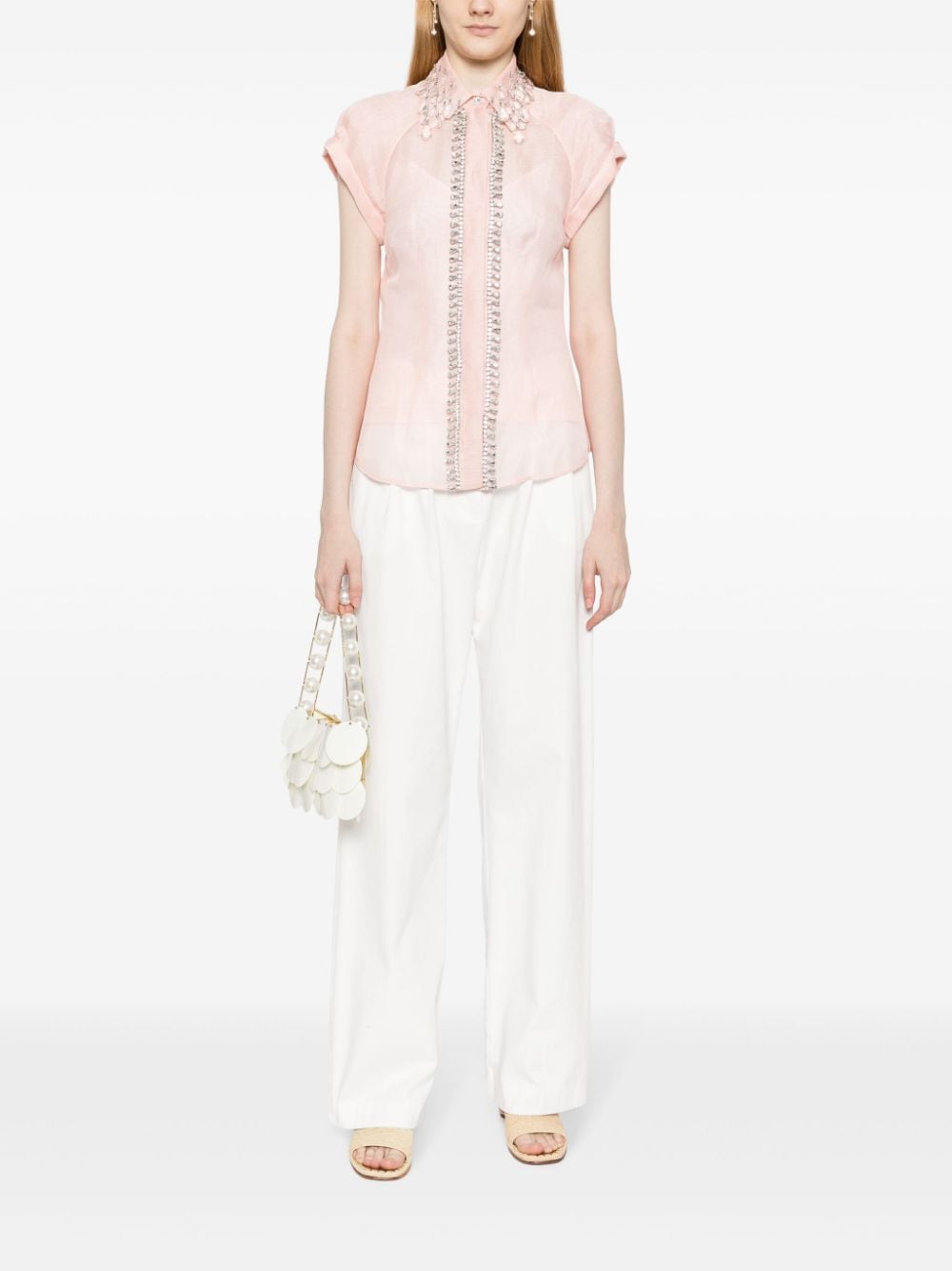 ZIMMERMANN Opulent Diamante Blouse for Women - Blush Pink