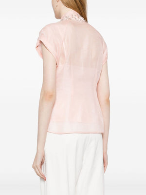 Opulent Diamante Blouse - Blush Pink