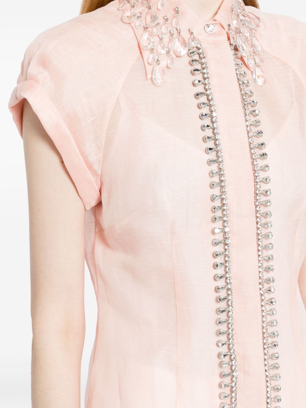 ZIMMERMANN Opulent Diamante Blouse for Women - Blush Pink