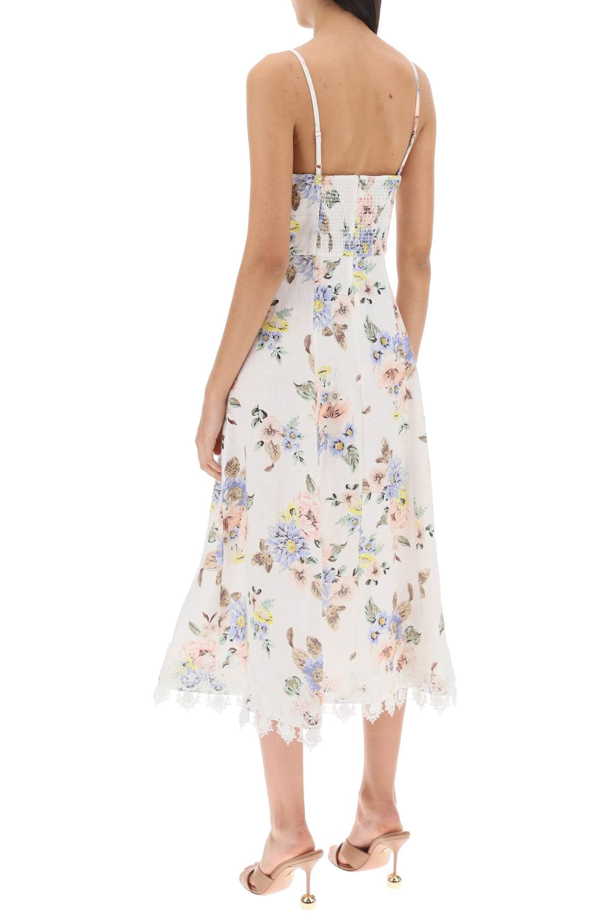 ZIMMERMANN Floral Applique Linen Midi Dress for Women