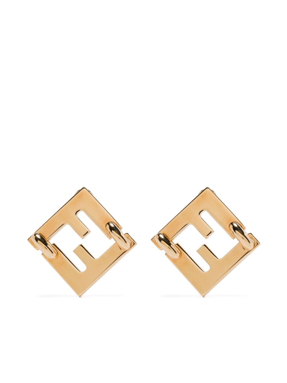 FENDI Polished Gold Tone FF Link Drop Earrings