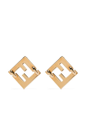 FENDI Polished Gold Tone FF Link Drop Earrings