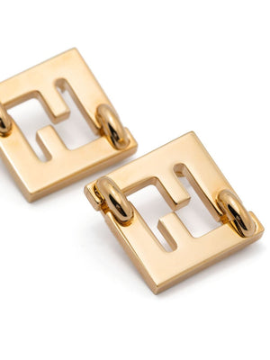 FENDI Polished Gold Tone FF Link Drop Earrings