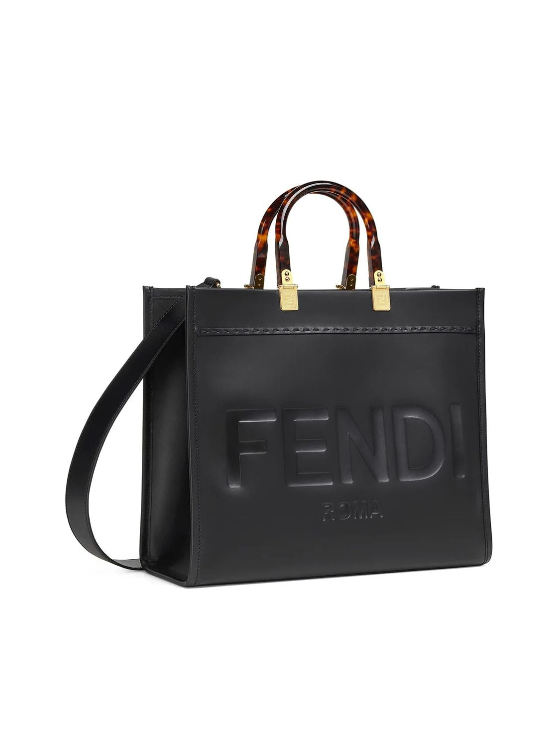 FENDI Feminine Black Leather Top-Handle Tote Bag for Women