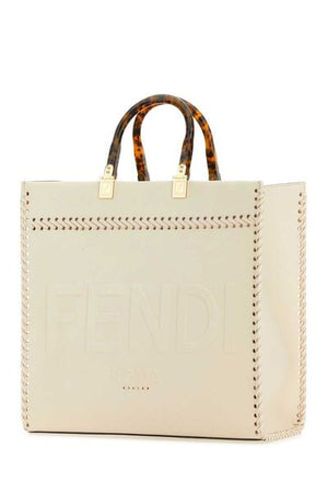 FENDI Sunshine Medium Raffia Tote with Tan Leather Trim, 35x31x17 cm