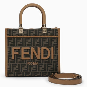 FENDI Sunshine Small Jacquard Top Handle Tote in Brown - SS24 Women's Collection