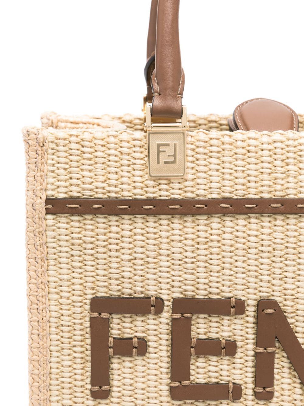 FENDI Sunshine Small Raffia Tote