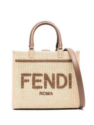 FENDI Sunshine Small Raffia Tote