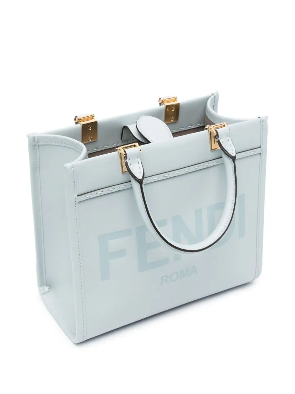 FENDI Mini Blue Leather Shopper Handbag