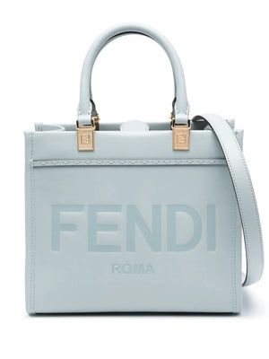 FENDI Mini Blue Leather Shopper Handbag