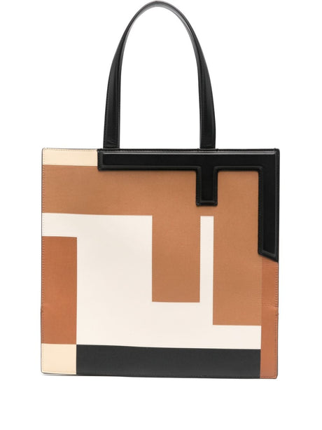 FENDI Medium Leather Flip Tote Handbag