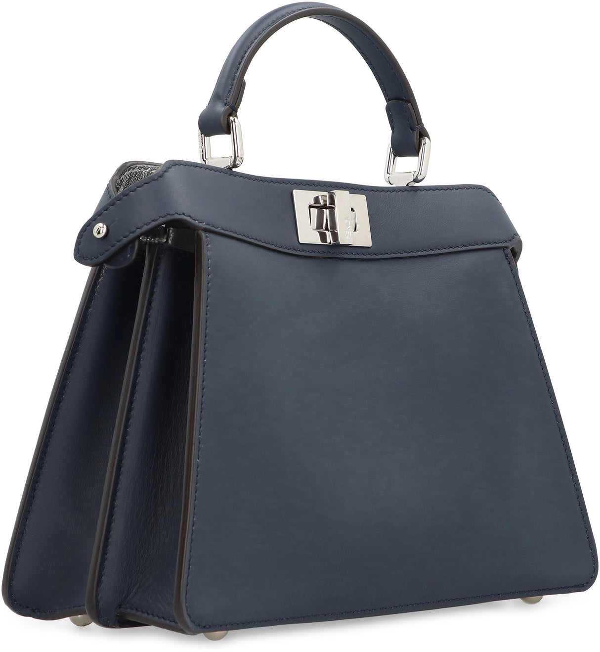 Blue Leather Top Handle Handbag for Women
