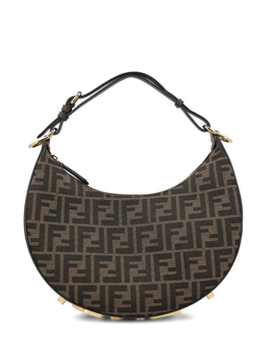 FENDI Women's Chic Brown Cotton Shoulder Hobo Handbag - Small