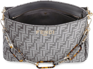 Fendi O系列缎面FF/VI托杆手提包 – 炭黑色和ASF色