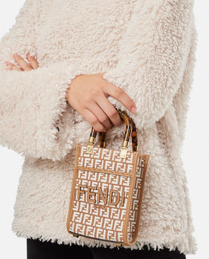 Luxurious Faux Raffia Mini Shopper Handbag in Sunny Yellow for Women