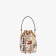 FENDI Mini Canvas Handbag with Embroidery