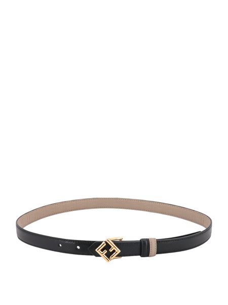 Reversible Leather Belt with Diamond Buckle