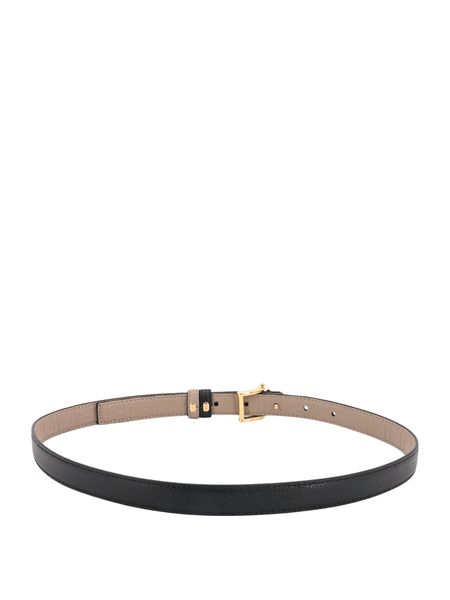 FENDI Reversible Black Leather Belt with Diamond Buckle for Women