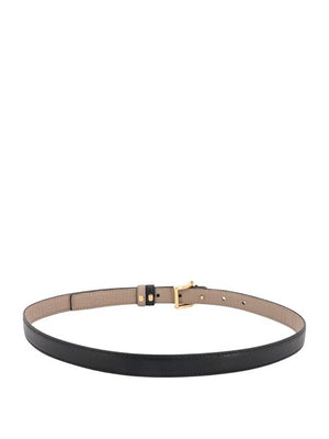 Reversible Leather Belt with Diamond Buckle