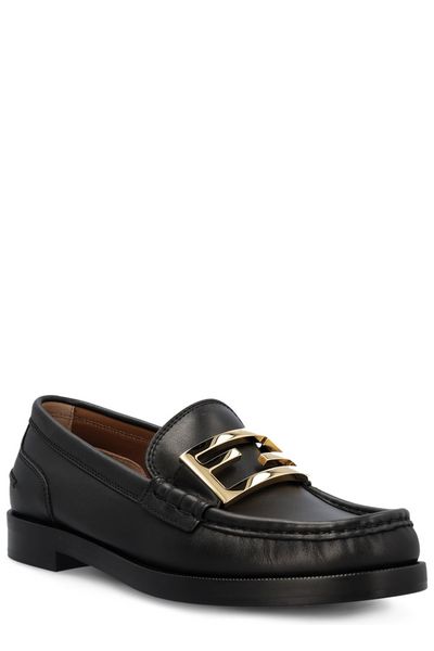 FENDI Black Leather Loafers for Women - FW23 Collection