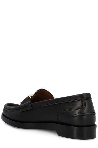 FENDI Black Leather Loafers for Women - FW23 Collection